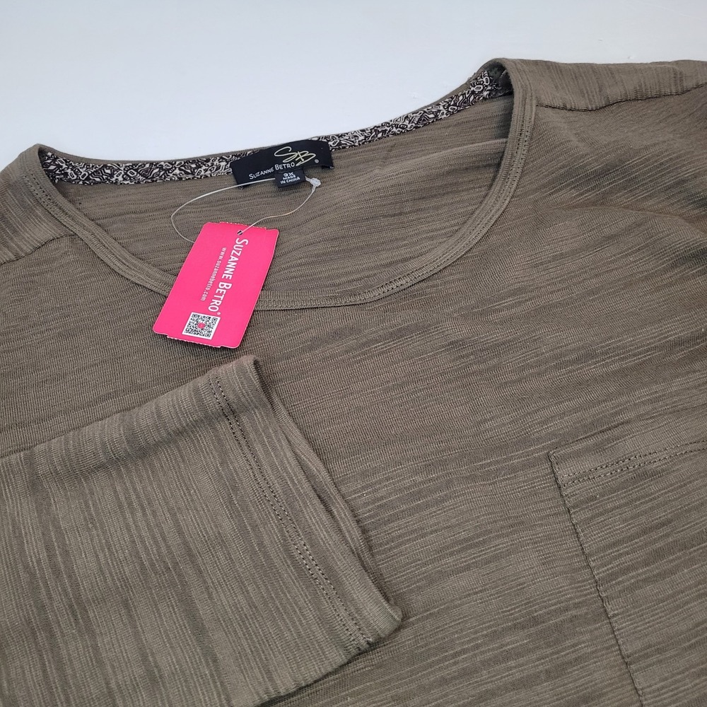Suzanne Betro Brown and Floral Top Plus Size 3X Travel Career Casual